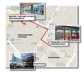 Plattegrond: Bib Muntpunt verhuist tijdelijk naar Wolvengracht